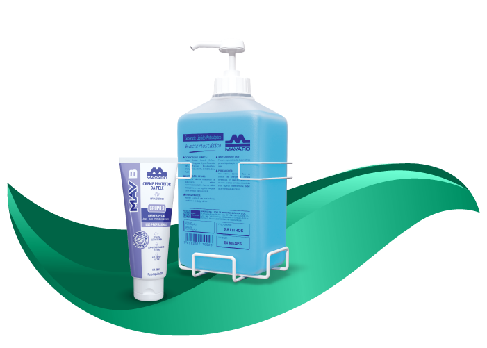 Linha MAVARO de sabonetes antissépticos, álcool em gel e produtos bacteriostáticos para higiene ocupacional profissional