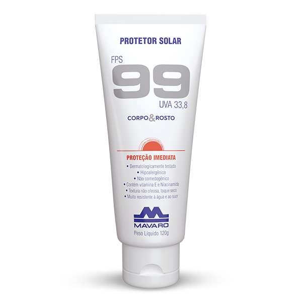 Protetor Solar Mavaro FPS 99 Corpo e Rosto – Bisnaga 120g